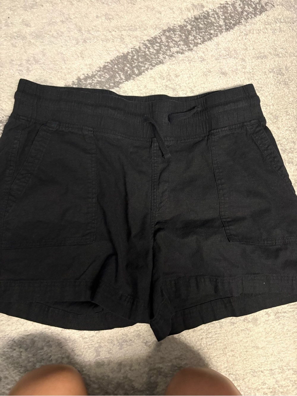 Denver Hayes Black High-Waist Pull-On Linen-Blend Shorts
